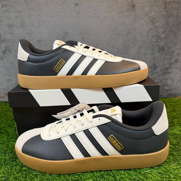 adidas Other - Adidas VL Court 3.0 Sneakers Mens size 11 Black White Gum Sole Leather Shoes